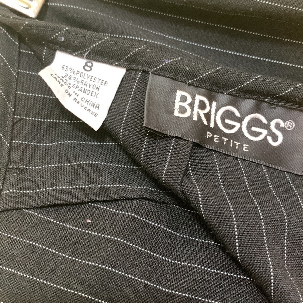 Briggs | Pin Strip Black White Pleated Ruffle Unlined Mini Skirt 8P - Picture 9 of 10